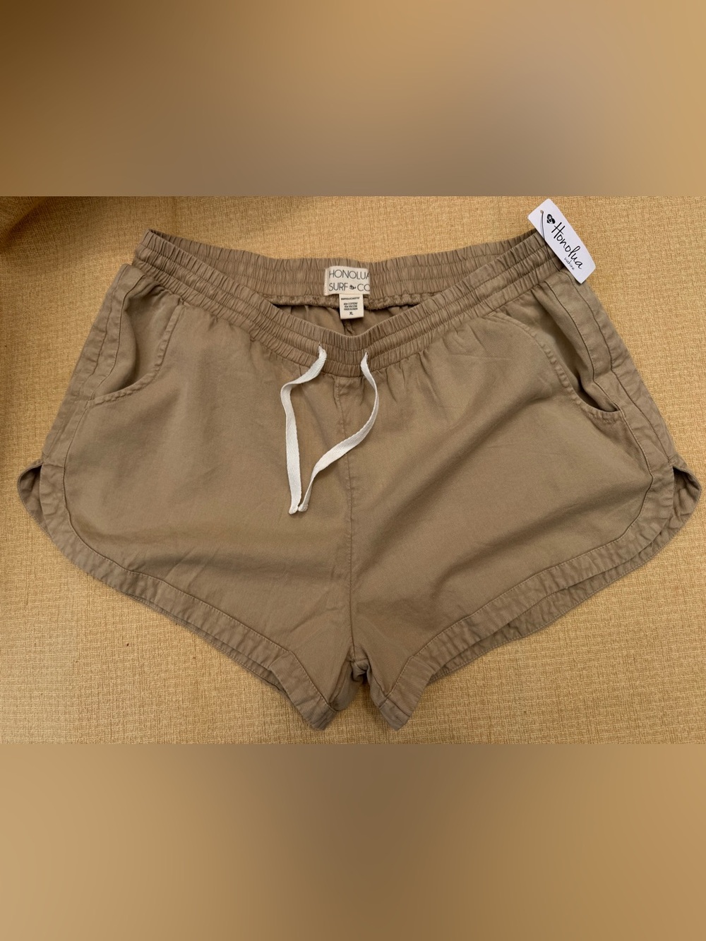 Women's Taupe Athletic Drawstring Shorts